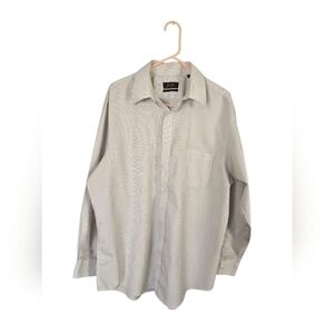 Tasso Elba Button Up Shirt Men's XL White Striped 100% Egyptian Cotton Non Iron